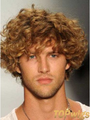 Blonde 8 inch Synthetic Curly Mens Wigs UK