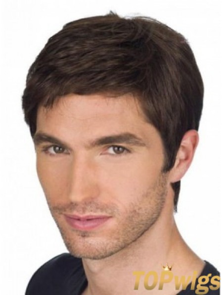 Straight Remy Human Auburn Full Lace Short Wigs For Men With Cancer