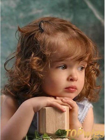 Wigs For Kids With Remy Lace Front Shoulder Length Curly Style