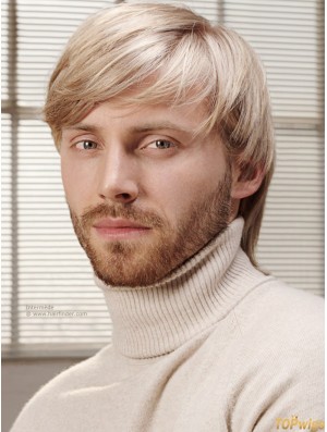 Full Lace Blonde 6 inch Short With Bangs Costume Wigs For Men