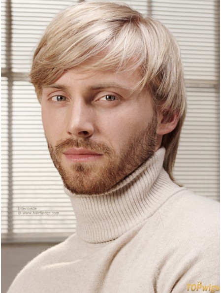 Full Lace Blonde 6 inch Short With Bangs Costume Wigs For Men