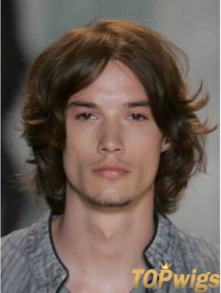 Auburn Straight Chin Human Hair Men's Wigs