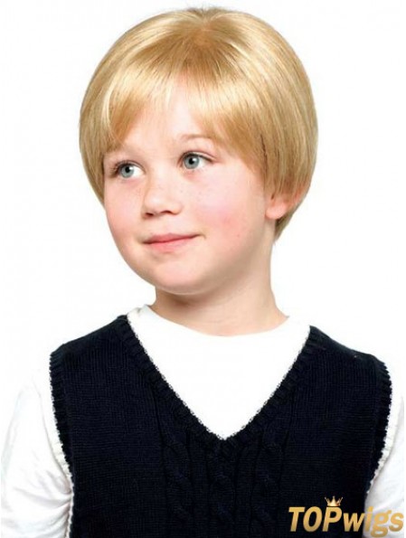 Straight Short Blonde Synthetic Lace Front Kids Wigs