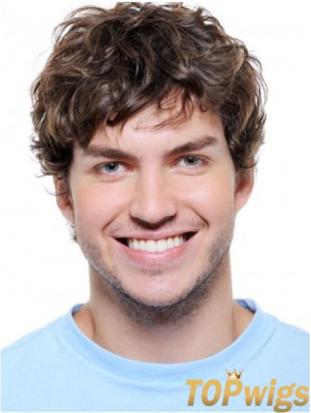 Wavy Synthetic Auburn Lace Front Short Hair Wigs For Men