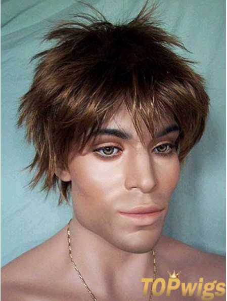 Lace Front Brown Short Straight Synthetic Man Lace Wig