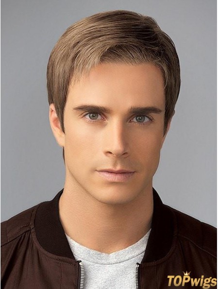 Straight Blonde Without Bangs 4 inch Wigs For Men