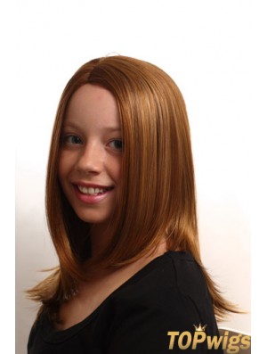 Straight Long Auburn Synthetic Capless Kids Wigs