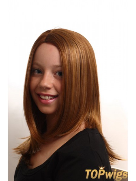 Straight Long Auburn Synthetic Capless Kids Wigs