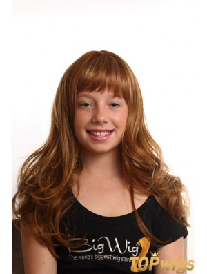 Wavy Long Auburn Synthetic Capless Kids Wigs