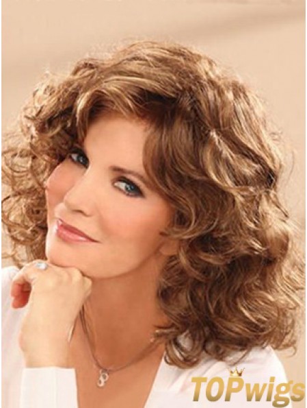 Shoulder Length Wavy Layered Full Lace Brown Comfortable 14 inch  Wigs