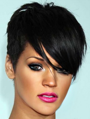 Human Hair Glueless Lace Wigs With Bangs