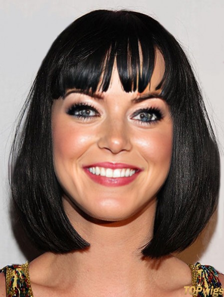 12 inch Gorgeous Black Chin Length Straight Bobs Katy Perry Wigs