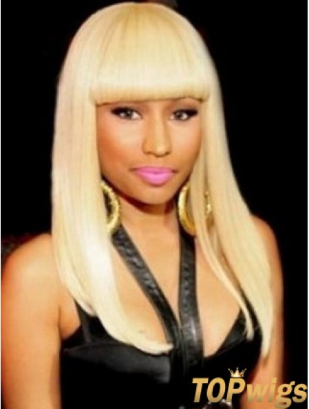 18 inch Blonde Straight With Bangs Long No-Fuss Nicki Minaj Wigs