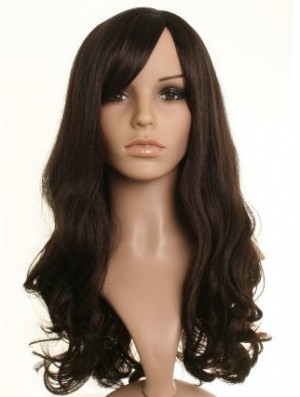 Beautiful Brown Long Wavy 21 inch With Bangs Celebrity Wigs