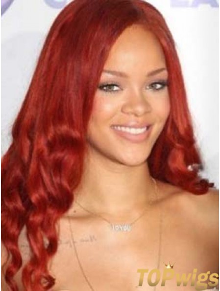 Red Wavy Without Bangs Lace Front 20 inch Top  Wigs