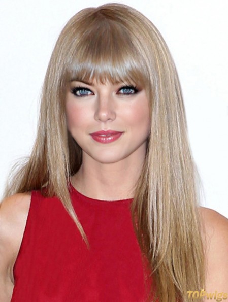 Capless With Bangs Straight Long Blonde Ideal  Wigs