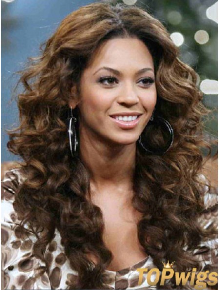 Brown Long Curly Without Bangs Full Lace 20 inch  Wigs