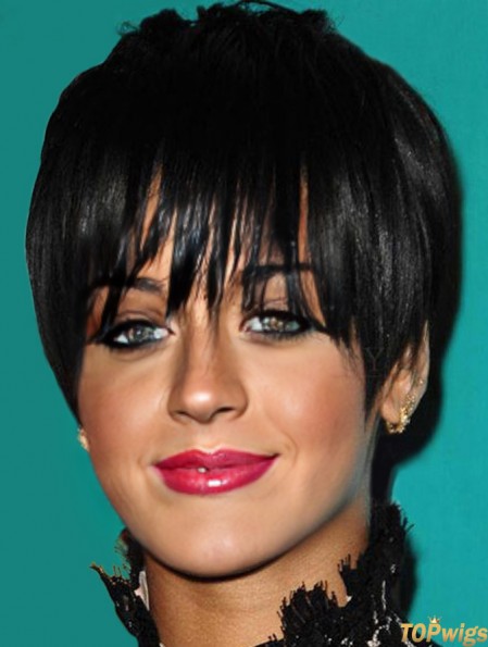 Suitable Cropped Black Straight Capless  Wigs