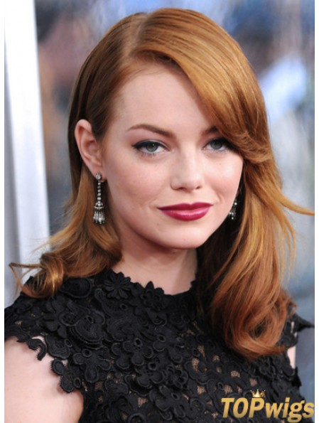 Discount Auburn Shoulder Length Wavy 16 inch Layered Emma Stone Wigs