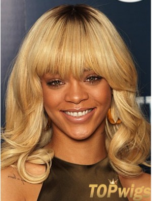 Blonde Wavy With Bangs Lace Front 14 inch Trendy  Wigs