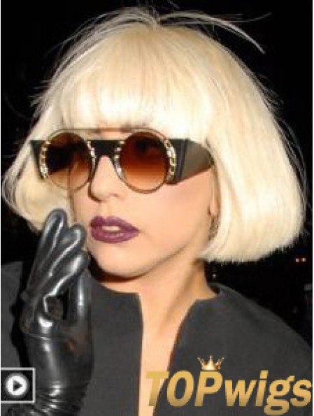 Lady Gaga Wigs UK Bobs Cut Blonde Color Straight Style