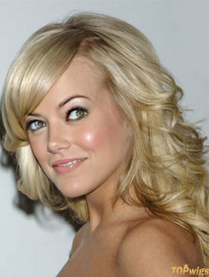 Online Blonde Shoulder Length Wavy 14 inch With Bangs  Wigs