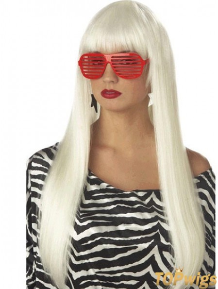 24 inch Popular Long Straight With Bangs Lady Gaga Wigs