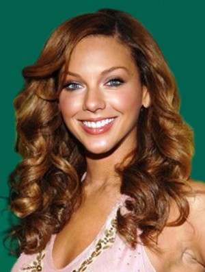 Brown Long Wavy Without Bangs Full Lace 18 inch  Wigs