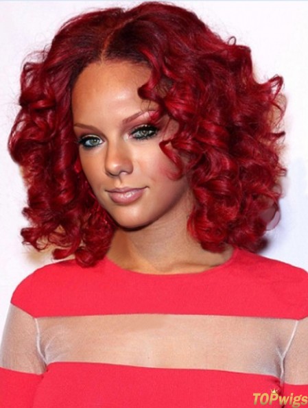 Red Curly Layered 100% Hand-tied 12 inch Discount  Wigs