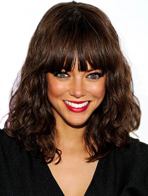 Black Wavy With Bangs Capless 16 inch Beautiful Tyra Banks Wigs