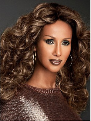 Long Curly Lace Front Brown 22 inch Fashionable Iman Wigs