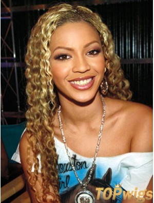 Blonde Long Curly Without Bangs Lace Front 24 inch  Wigs