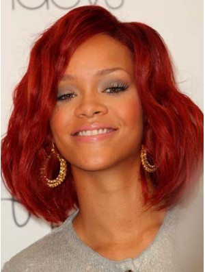 Red Wavy Without Bangs Lace Front 12 inch Stylish  Wigs