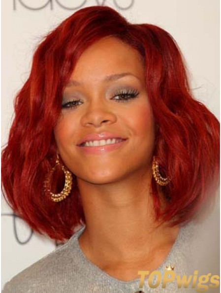 Red Wavy Without Bangs Lace Front 12 inch Stylish  Wigs