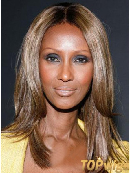 Shoulder Length Straight Lace Front Brown 16 inch Gorgeous Iman Wigs