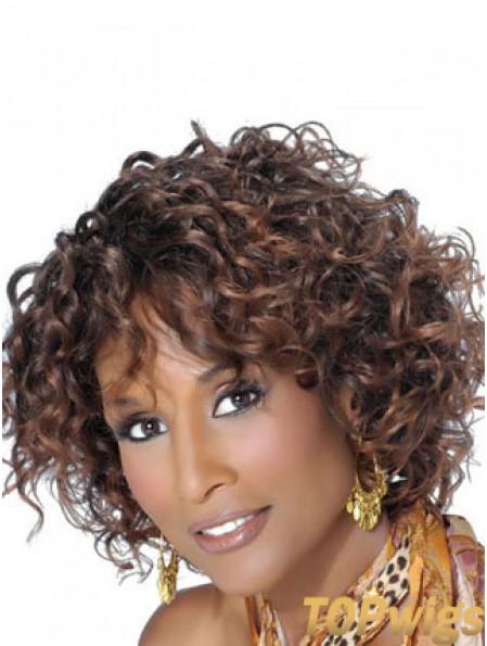 Brown Chin Length Curly With Bangs Lace Front 10 inch Beverly Johnson Wigs