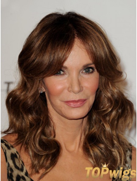 Long Wavy Layered Lace Front Brown Sleek 16 inch  Wigs