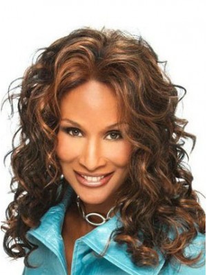 Brown Long Curly Without Bangs Lace Front 16 inch Beverly Johnson Wigs