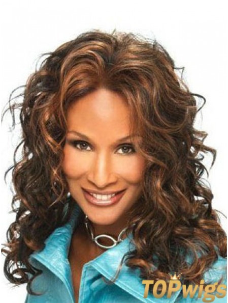 Brown Long Curly Without Bangs Lace Front 16 inch Beverly Johnson Wigs