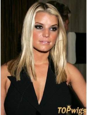 Straight Lace Front Without Bangs Long Blonde Suitable Jessica Simpson Wigs