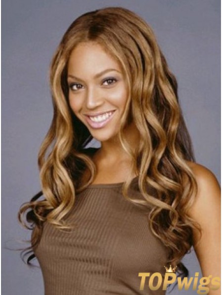 Brown Long Wavy Without Bangs Lace Front 22 inch  Wigs