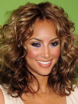 Brown Curly Without Bangs Lace Front 14 inch Soft Tyra Banks Wigs