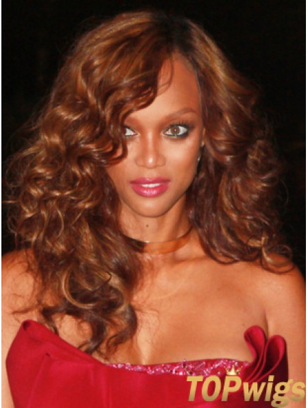 Auburn Curly Without Bangs Lace Front 18 inch Great Tyra Banks Wigs