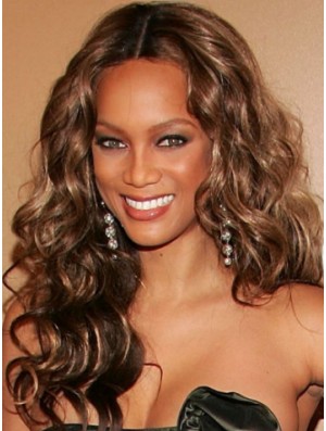 Brown Curly Without Bangs Lace Front 20 inch Perfect Tyra Banks Wigs