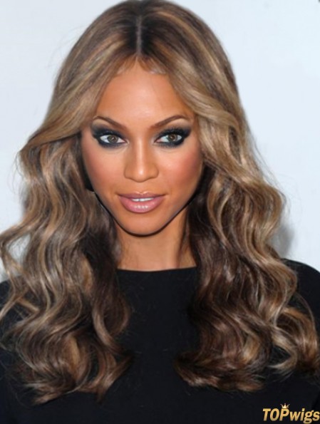 Brown Curly Without Bangs 100% Hand-tied 18 inch Amazing Tyra Banks Wigs