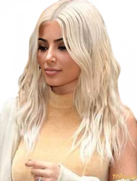 Blonde Long Lace Front 20 inch Wavy Remy Human Hair  Wigs