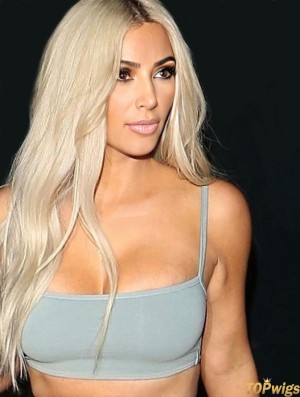 Straight Blonde Lace Front 25 inch Long Remy Human Hair  Wigs