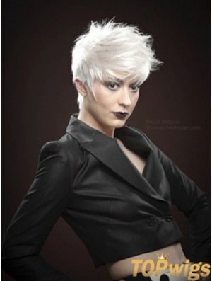 Mono Short Wigs With Remy Monofilament Boycuts Straight Style