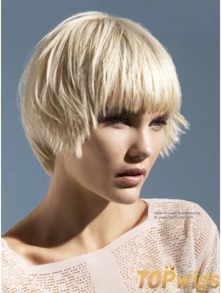 Monofilament Boycuts Short Straight 10 inch Platinum Blonde Convenient Fashion Wigs