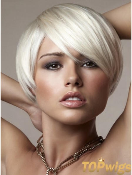 Capless Bobs Short Straight 8 inch Platinum Blonde Online Fashion Wigs